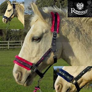 Rhinegold Crystal Star Headcollar & Lead Rope Set shetland  navy pink