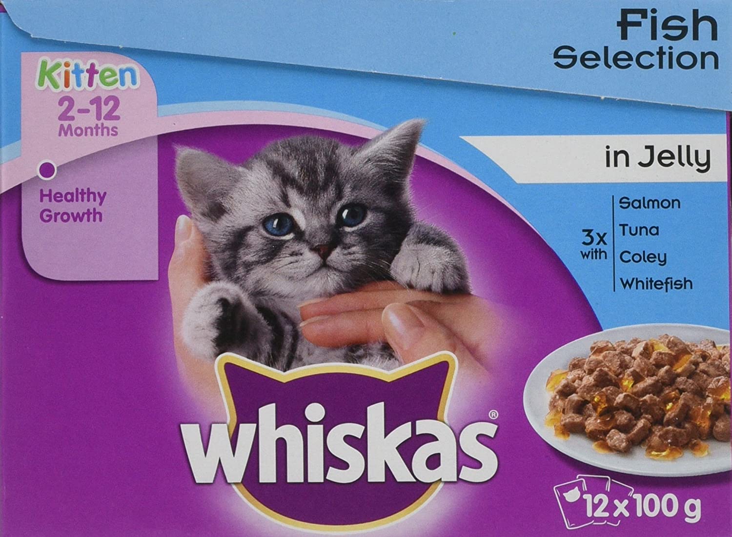 Whiskas lt;1 Cat Wet Food in Pouch for Kitten, Fish Selection in Jelly, 12x 85g